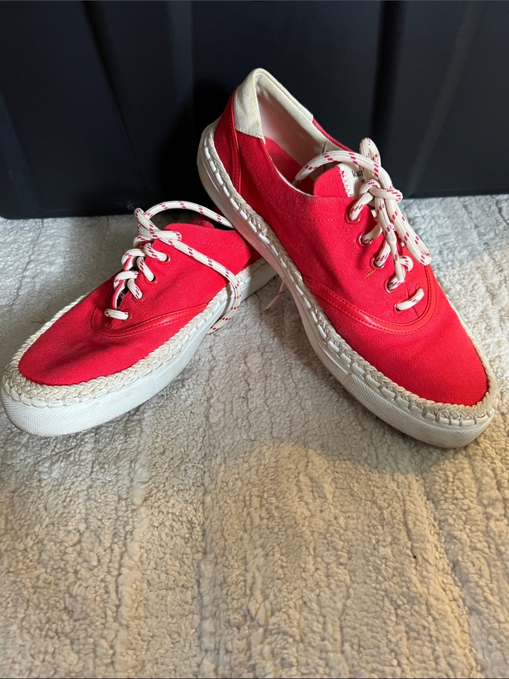 kate spade Red Canvas Low-Top Sneakers with White Trim